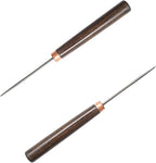 Yinluluna 2Pcs Scratch Awl Tool, Wooden Handle Slender Awl for Leather Craft Repair, Punching Stitching and Sewing