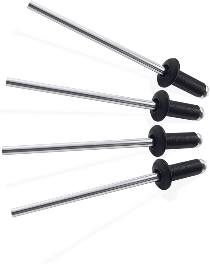 130pcs Black 5/32" x 1/2" Aluminum Blind Rivets, 4 x 12.7mm Pop Rivets,Aluminum Grip and Steel Mandrel