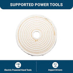 Benchmark Abrasives 6" Cotton Spiral Buffing Polishing Wheel for Bench Grinder with 1/4" Mandrel, for Polishing Finishing Smoothing on Aluminum, Stainless Steel (Cotton Spiral)