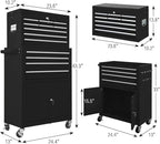 Tool Chest 13-Drawer with Double Door and wheels, Large Detachable Toolbox with Sliding Drawers, Mechanic Tool Box Storage Cabinets, Metal Tool Cart for Garage Workshop (BLACK)