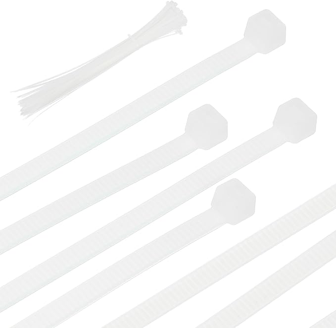 PATIKIL Cable Zip Ties 16 Inch, 100 Pcs Self-Locking Nylon Wire Tie Wraps Heavy Duty Cord Management with 50 lbs Tensile Strength for Indoor and Outdoor, White (0.2" W)