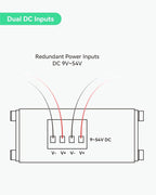 LINOVISION Industrial 5 Ports Gigabit Solar POE Switch with DC9V-54V to DC48V Voltage Booster,4 x IEEE802.3af/at 30W POE Ports @120W, IP40, Compact POE Power for Solar Power/RV Truck/VoIP Systems