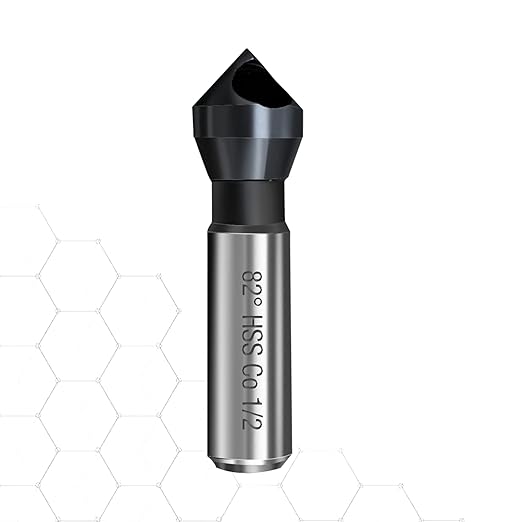 Countersink Drill Bit, TiAlN Coated M35 Cobalt 82 Degree Point Angle, 3/8" Round Shank, 1/2" Body Diameter Counter Sinker Drill Bits for Metal Wood Copper Plastic Resin