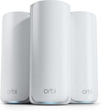 NETGEAR Orbi 770 Series Tri-Band WiFi 7 Mesh Network System (RBE773) - Router + 2 Satellite Extenders, Security Features, Up to 11Gbps, Covers up to 8,000 sq. ft., 100 Devices, 2.5 Gig Internet Port