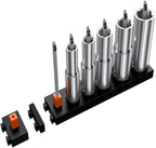 ToolBox Widget Socket Organizer ⅜ Inch Pro Series – Modular Magnetic Socket Holder with Missing Tool Indicator – Size Stems NOT Included - 4 Pack, 48 Organizers