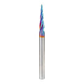 Amana Tool Carbide Up Cut Spiral CNC Router Bits for 2D/3D Carving, 48422-K, 5.4 Deg Tapered Angle Ball Tip x 1.5mm D x 0.75mm R x 26mm x 6mm Sh 4 Fl