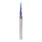 Amana Tool Carbide Up Cut Spiral CNC Router Bits for 2D/3D Carving, 48422-K, 5.4 Deg Tapered Angle Ball Tip x 1.5mm D x 0.75mm R x 26mm x 6mm Sh 4 Fl