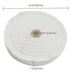6 Inch Extra Thick Cotton Buffing Wheel, 5/8 Inch Arbor Hole 70 Ply Abrasive Cloth Fine Polishing Wheel for Bench Grinder(White)
