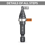 THINKWORK M35 Cobalt Spiral Flute Step Drill Bit, Single Size HSS Step Bit 1/2", Small Size EDC 1/4" Shank Step Bits for Metal, Carbon Steel, Stainless Steel, Wood, Plastic