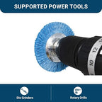 Benchmark Abrasives 3” Mounted Nylon Wire Wheel, Fine Grit, 1/4" Drill Shank, Perfect for Rust or Paint Removal Sanding Finishing on Wood Fiberglass Plastics - (Blue, 3")