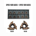 Lather Threading Tool Bit Set External Internal Threading Boring Bars Turning Tool Holders with 11IR AG60 16ER 16IR AG60 Carbide Threading Inserts (2pcs Boring Bars + 16ER IR AG55)