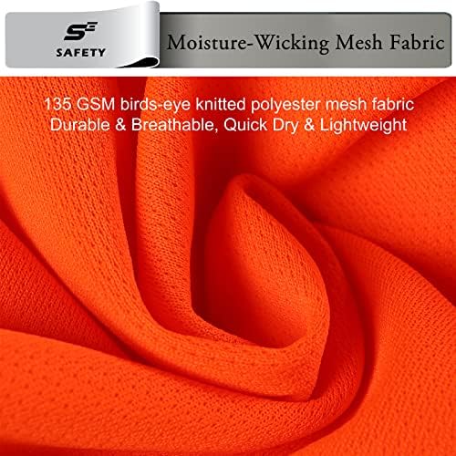High Visibility Shirts for Men Class 3 Hi Vis Reflective Construction Shirts for Men with Pocket Safety T Shirt for Mens Work Shirt for Mens Short Sleeve Orange
