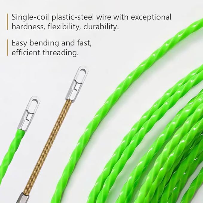 Fish Tape Wire Puller Through Wall Wire Threader Fish plus Fish Cable Fastener with Steel rope 32FT(10M)