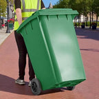 PRO&Family Wheeled Outdoor Trash Can Garbage Can Garage Trash Can for Restaurants/Hospitals/Offices/Back of House/Warehouses/Home (Green, 96 Gallon)