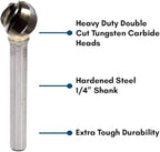 Benchmark Abrasives Ball Shape Premium Tungsten Carbide Burr with 1/4 Inch Shank Aluminum Cut Rotary Tool, Engraving Tool for Non-Metals Shaping Carving (SD-5NF)