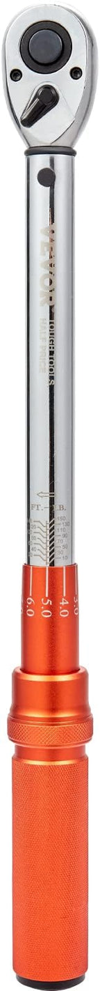 VEVOR Torque Wrench, 10-150ft.lb/14-204n.m 1/2-inch Drive Click Torque Wrench, Dual-Direction Adjustable Torque Wrench Set, Mechanical Dual Range Scales Torque Wrench Kit with Adapters Extension Rod