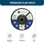Benchmark Abrasives 6" x 7/8" Premium High Density Jumbo Zirconia Type 27 Flap Discs for Angle Grinder, 6 Inch Sanding Discs, Finishing, Deburring, Rust Removal - (10 Pack) 60 Grit