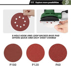 Prostormer 5-Inch Random Orbital Sander with 21PCS Sandpapers, 8000-13000RPM, 2.6AMP Palm Sander with 6 Variable Speeds, Dust Collection For Polishing, Sanding