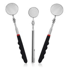 3 PCS Inspection Mirror, Telescopic Mechanic Mirror, Comfortable Grip, 360 Degree Rotation for Technicians Mechanics Contractors to Inspect and Observe (Round)