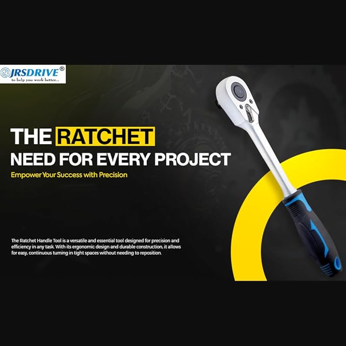 Socket Wrench, 1/4 Drive Ratchet Socket Wrench Dual Drive Ratchet Handles Wrenches with Soft Grip Locking Handle E-2203E