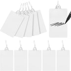 100 Plastic Tags Water Proof Tags for Labeling Shipping Tags Security Tamper Seals Hanging Tags Writable Marker Ties Storage Tag with One Marker Pen (White)