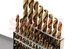 Shars 1/16-3/8" by 64ths 21 Pcs M35 Cobalt Heavy Duty Black & Gold Finish Jobber Drill Set 135° Point Angle 404-2204 New P(