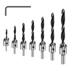 Countersink Drill Bits Set, 7-Pack High Carbon Steel Countersink Drill Bits for Wood, Woodworking Carpentry Reamer with 1 Free Hex Key Wrench