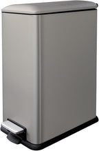 12 Gallon Slim Kitchen Trash Can, Stainless Steel Trash Can with Removal Inner Bucket and Soft-Close Lid, Pedal Garbage Can 45 Liter, Grey