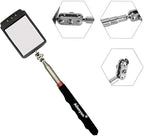 Telescopic inspection mirror with light large telescoping led 360 Inspection Rotating lamp automotive mechanic repair reversing on a stick extendable hand handle car extra held vehicle extended