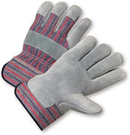 Greendale (3, 6 or 12 Pack - Leather & Cotton Work Gloves: Garage, Yard, Garden, Industrial, Commercial - One Size Fits Most
