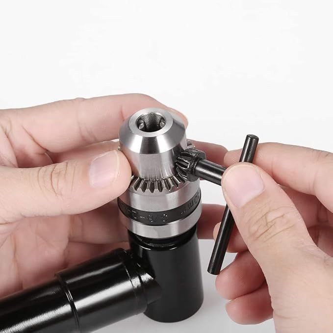 Drill Chuck Extension, Gearwoo 90 degree attachment Adapter With 3/8" Keyed Chuck 8mm Hex Shank Power Tool Accessory