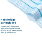 2,000pcs Disposable Face Masks- 3 Ply Breathable Mask For Adults - Blue (40 Packs of 50)