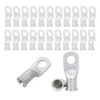 Heavy Duty Tinned Battery Ring Terminals, 2 AWG 5/16" Stud (25 pcs.), 2 Gauge Copper Connectors, Tubular Ring Terminals