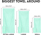 Dock & Bay Beach Towel - Quick Dry, Sand Free - Compact, Lightweight - 100% Recycled - Includes Bag - Essential - Rainforest Green, Extra Large (200x90cm, 78x35)