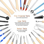 LAMPTOP 61Pcs Pottery Ceramic Tools & Polymer Clay Sculpting Tools Set for Pottery Modeling Clay Tools and Carving, Air Dry Clay Tools