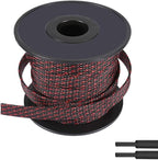 PET Expandable Braided Sleeving Wire Loom 1/2 Inch Cable Wrap Cable Sleeve Wire Protector Sleeve Tubing 100Feet, Red&Black