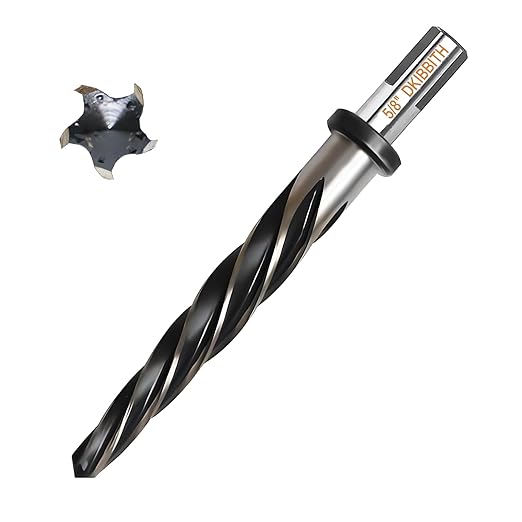 5/8” Bridge Construction Reamer Drill Bit, M2 HSS Taper Chucking Reamer for Steel Alloy Metal Wood Plastic, 1/2" Non-Slip Shank, 5-Spiral Flutes Car Reamer, to Align or Enlarge Holes, 16mm