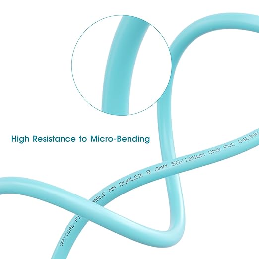 Fiber Patch Cable,10G/Gigabit Fiber Optic Cables with LC to LC Multimode OM3 Duplex 50/125 OFNP 3M（1Pack