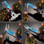 MALOM 18-in-1 Upgraded adjustable Hammer, Stainless Steel multitool Pliers with Replaceable Tungsten Wire Cutters, Bottle Opener, Nylon Sheath, Ideal for Camping, Survival, Hunting (Blue)