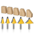 WSOOX 5PCS Chamfer Router Bits with 1/2" Shank Bevel Edge Forming Router bits (11.25°,15°,22.5°,30°,45°.)