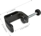 Universal C-Clamp Aluminum Support Clamp Desktop Mount Holder Stand with 1/4" and 3/8" Thread Black(1 Pc)