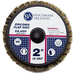 Benchmark Abrasives 2" Quick Change Zirconia Flap Disc Grinding Wheel with Male R-Type Back Design - Cleaning Finishing Deburring of Irregular Surfaces - for Die Grinder & More (10 Pack), 60 Grit