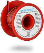 BNTECHGO 22 Gauge Flexible 2 Conductor Parallel Silicone Wire Spool Red Black High Resistant 200 deg C 600V for Single Color LED Strip Extension Cable Cord,Model,25ft Stranded Tinned Copper Wire