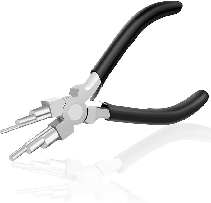 Bail Making Pliers, 6 in 1 Round Nose Pliers for Making Jump Rings, Wire Wrapping, Jewelry Making, Loop Making, Forming Bends