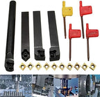 14Pcs Indexable Lathe Turning Tool 1/2"12mm,4PCS Metal Lathe Tools Holder S12M-SCLCR09,SCMCN1212H09,SCLCL1212H09,SCLCR1212H09 With 10pcs CCMT09T304 Carbide Inserts