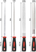 YKLP 8inch Diamond Coated File Plastic Handle Hand Tools for Grinding on Glass, Stone, Marble, Rock, Bone (4 Pcs)