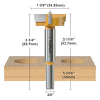 FivePears Forstner Drill Bit 3/8 inch Shank, 1-3/8 inch Cutting Diameter, Carbide Tipped Wood Hole Saw Auger Opener, Hole Opener Hinge Hole Cutter for Woodworking, Plastic, Plywood Products