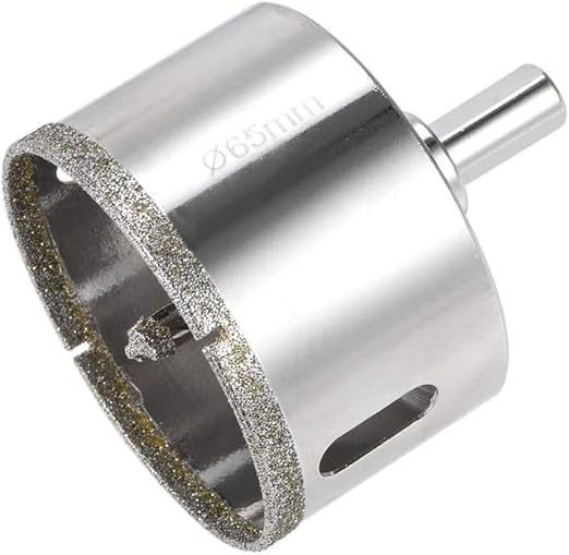 Drilax 2-1/2" Diamond Hole Saw | 1.5" Cutting Depth | Removable Pilot Pin & Triangular 3/8" Shank | Wet Drilling for Ceramic, Porcelain, Tile, Quartz, Granite, Marble | Large Pipe & HVAC Holes