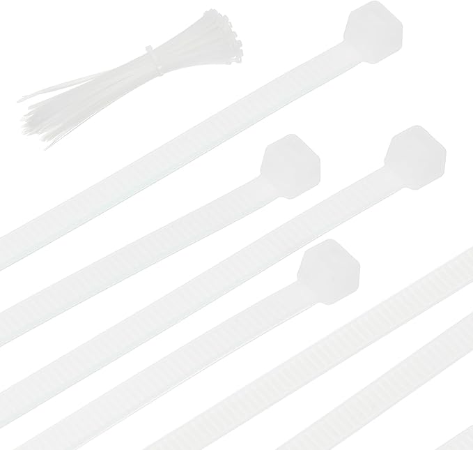 PATIKIL Cable Zip Ties 10 Inch, 100 Pcs Self-Locking Nylon Wire Tie Wraps Heavy Duty Cord Management with 50 lbs Tensile Strength for Indoor and Outdoor, White (0.2" W)