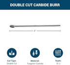Benchmark Abrasives 6” Oval/Egg Shape Double Cut Tungsten Carbide Die Grinder Bits Metal Deburring Tool Rotary Burr, 1/4 Inch Shaft, Engraving Tool for Woodworking Shaping Carving (SE-3)
